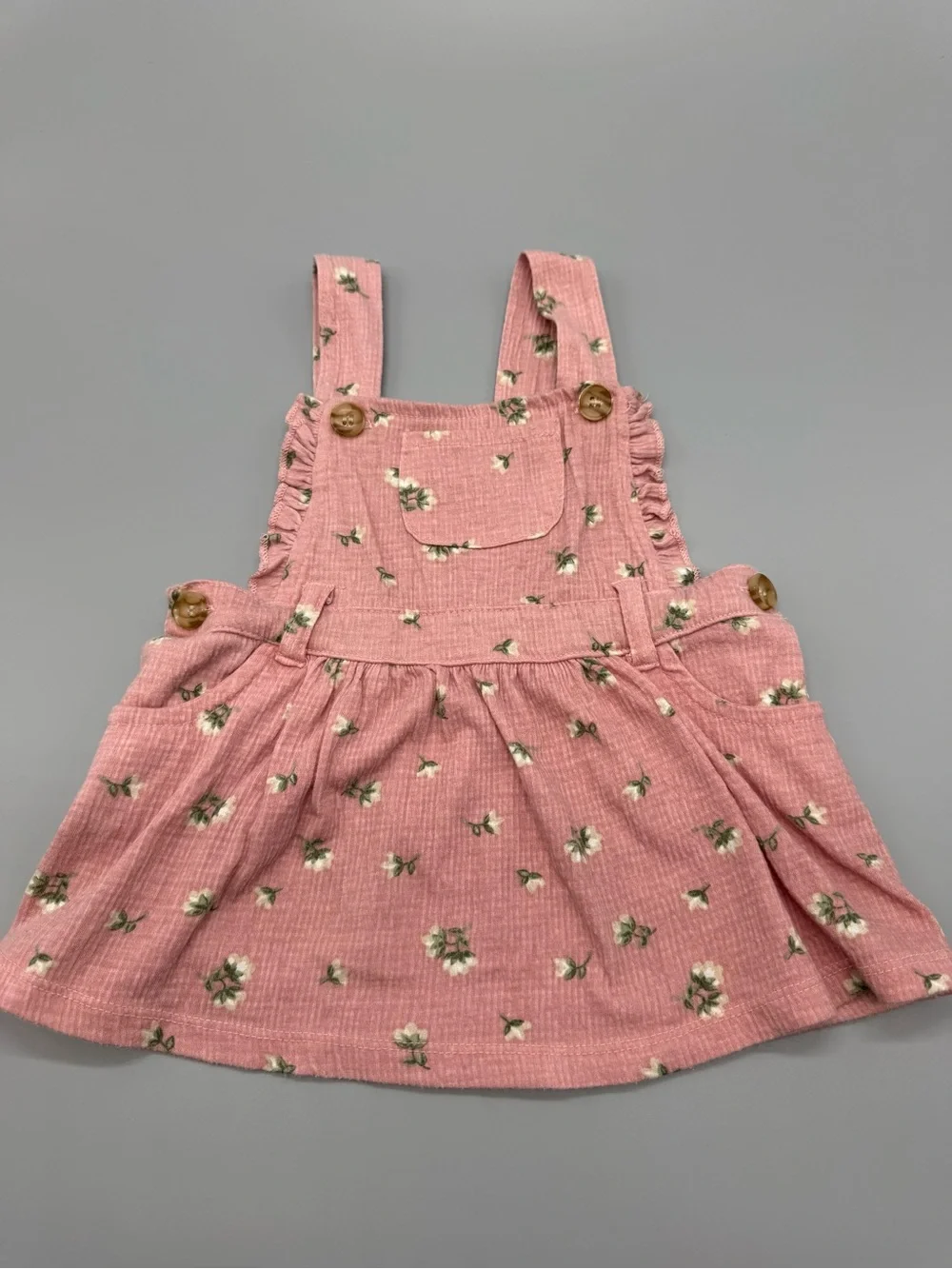 Nicole Miller Pink Floral Pinafore with Pocket Detail